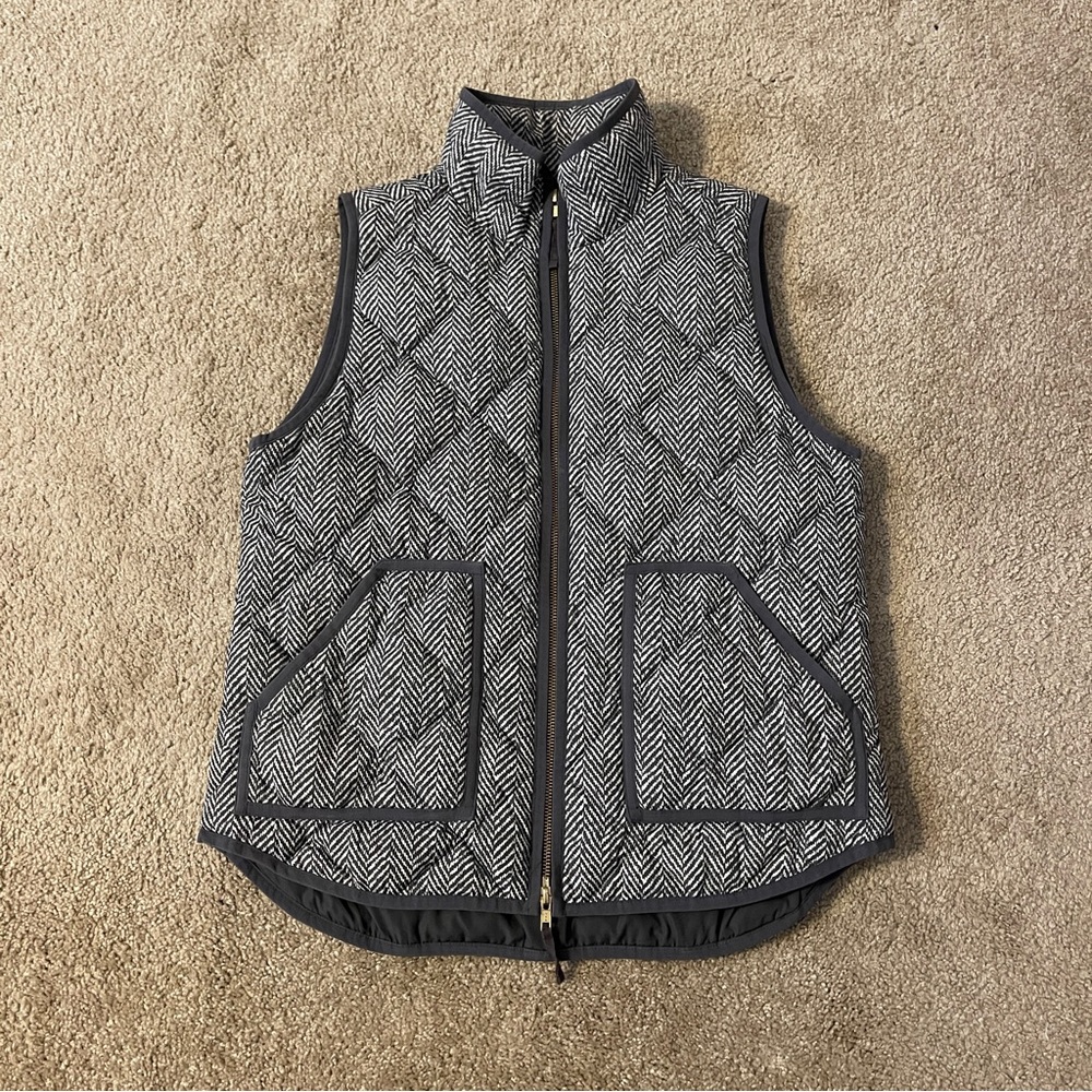 J. Crew Black and White Herringbone Vest